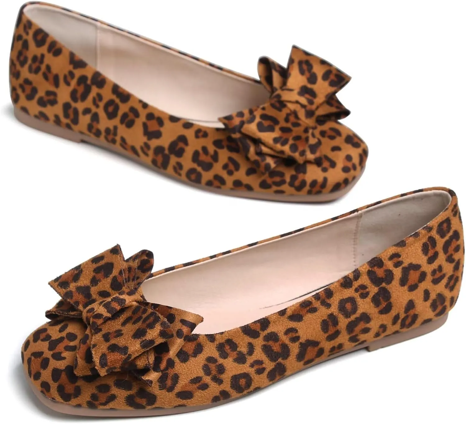 TANGNEST Women Cute Bowknot Flats Soft Slip On Dress Comfort Square Toe Flats