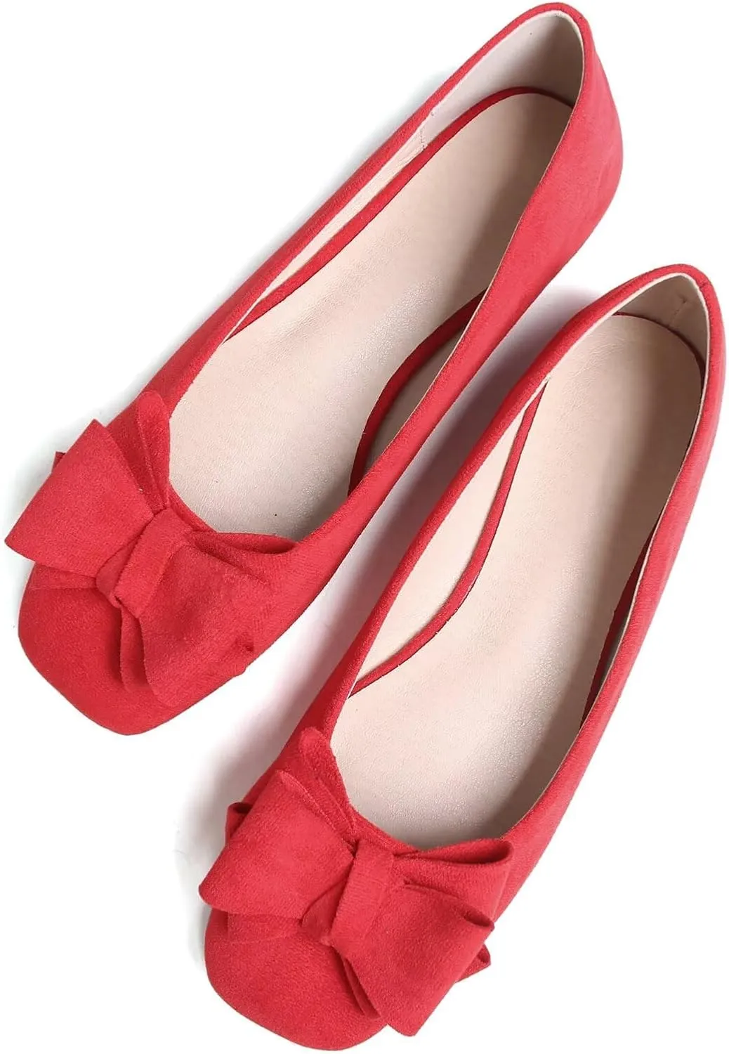 TANGNEST Women Cute Bowknot Flats Soft Slip On Dress Comfort Square Toe Flats