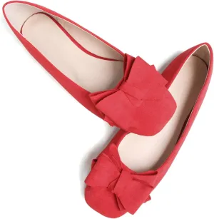 TANGNEST Women Cute Bowknot Flats Soft Slip On Dress Comfort Square Toe Flats