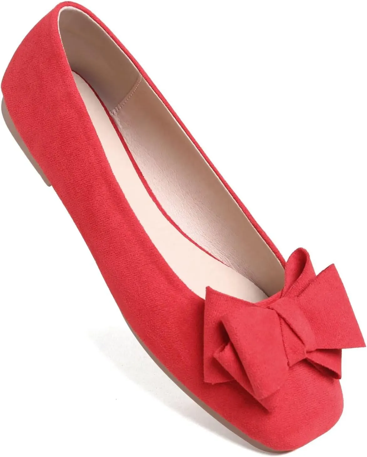 TANGNEST Women Cute Bowknot Flats Soft Slip On Dress Comfort Square Toe Flats