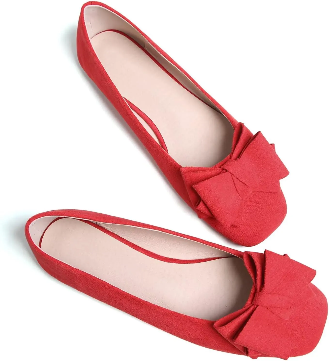 TANGNEST Women Cute Bowknot Flats Soft Slip On Dress Comfort Square Toe Flats