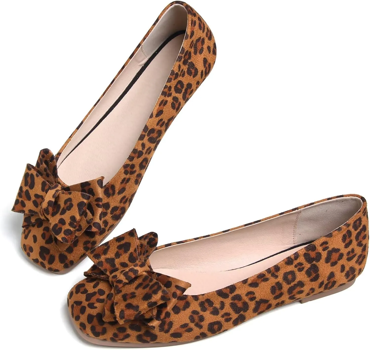 TANGNEST Women Cute Bowknot Flats Soft Slip On Dress Comfort Square Toe Flats