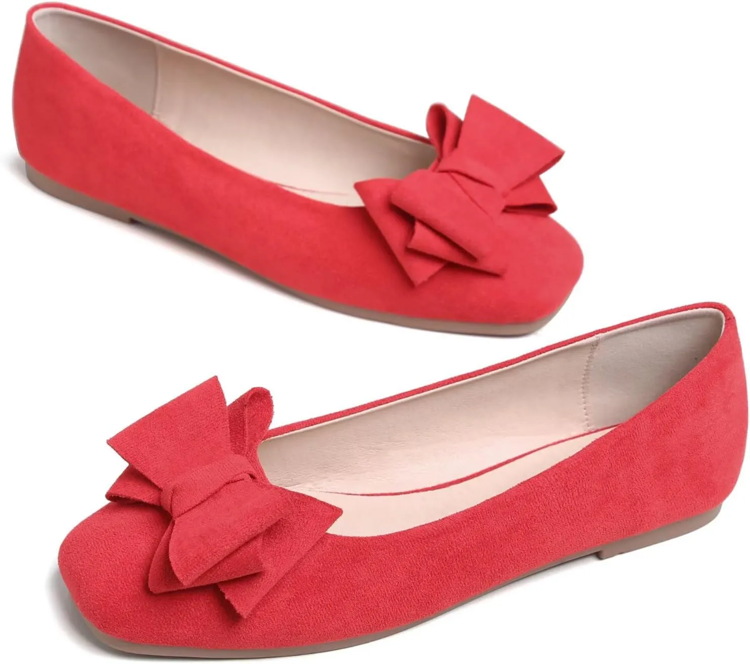 TANGNEST Women Cute Bowknot Flats Soft Slip On Dress Comfort Square Toe Flats