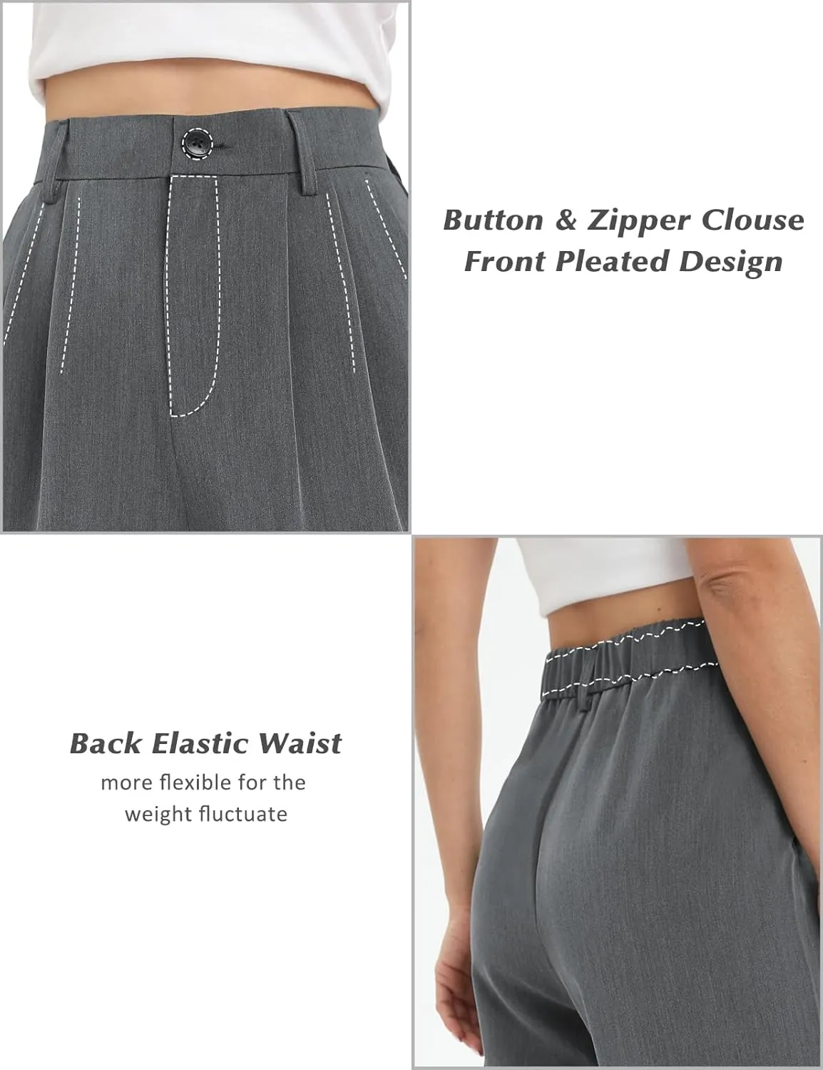 Tapata Women Wide Leg Pants High Waisted Dress Trousers Casual Elastic Pockets Business Work Slacks