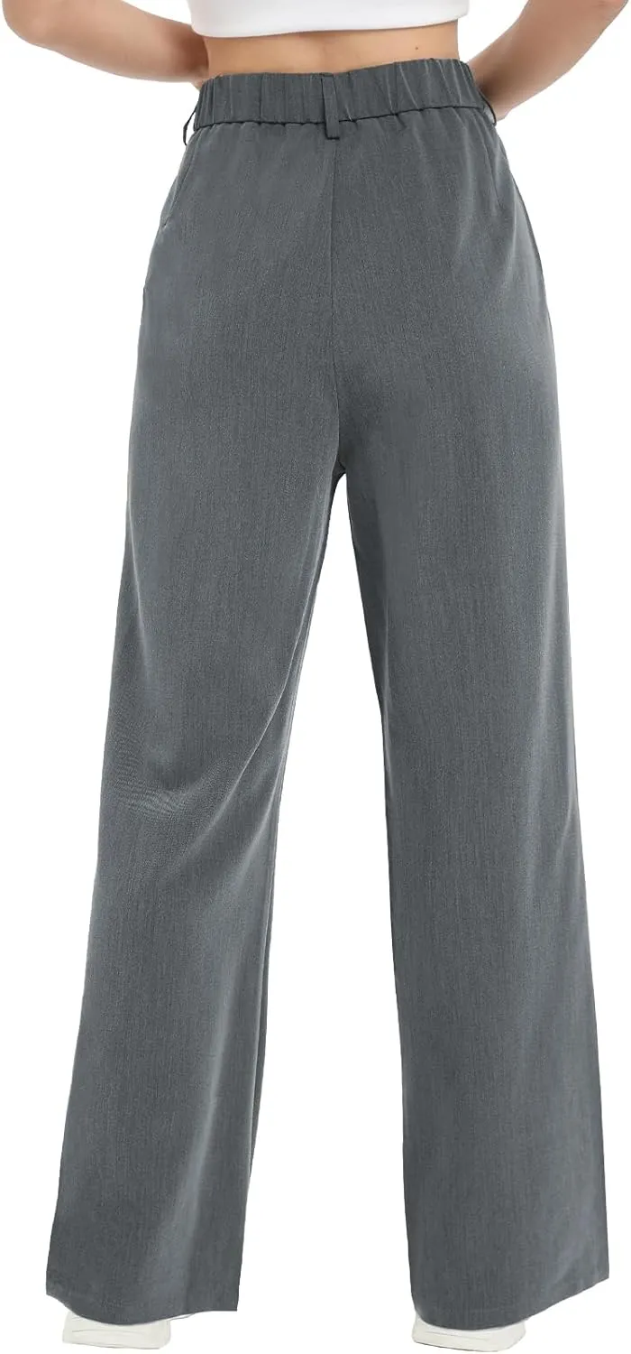 Tapata Women Wide Leg Pants High Waisted Dress Trousers Casual Elastic Pockets Business Work Slacks