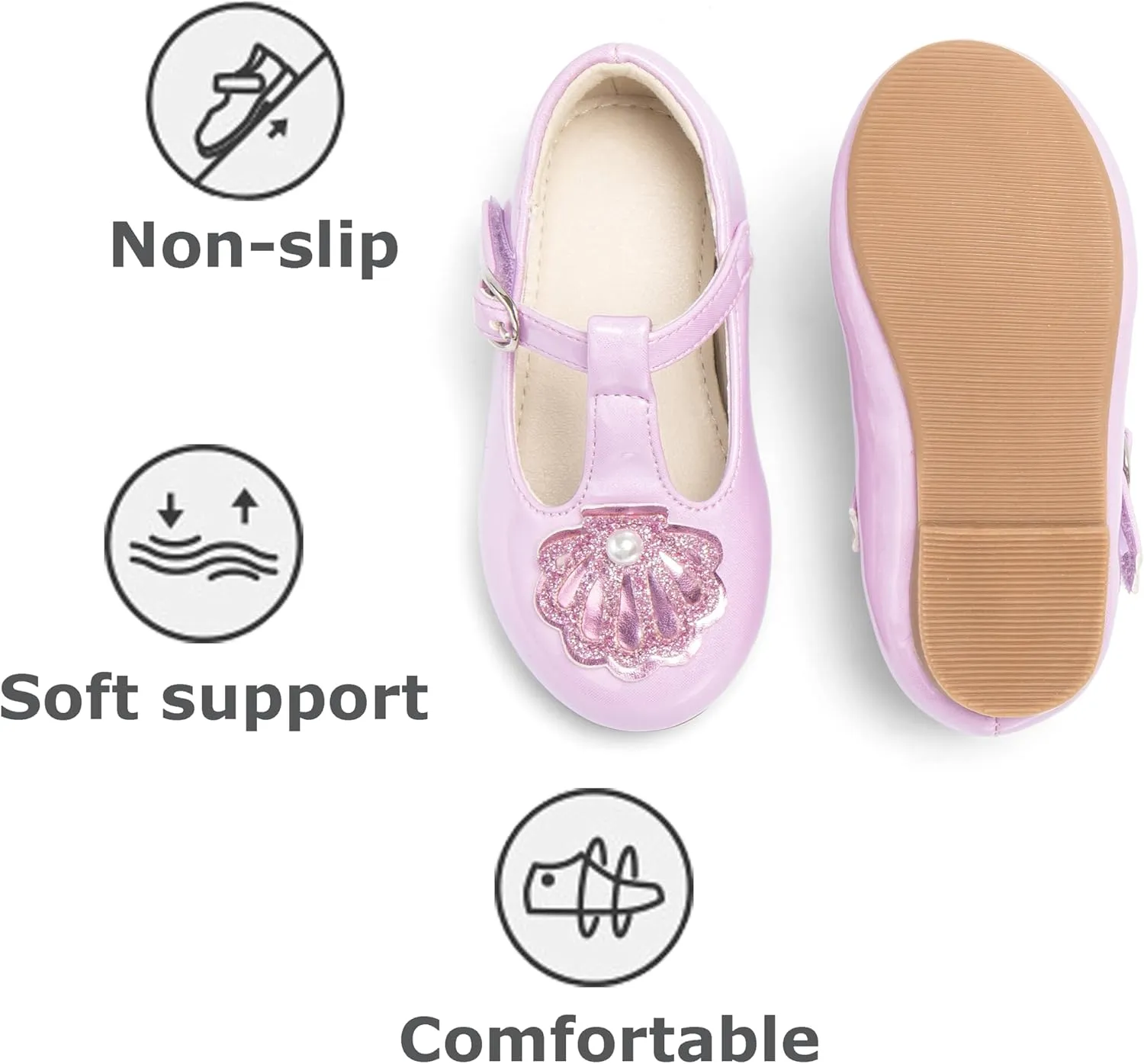 THEE BRON Mary Jane Shoes for Girls T-Strap Toddler Flats Patent Leather with Crafted Legacy