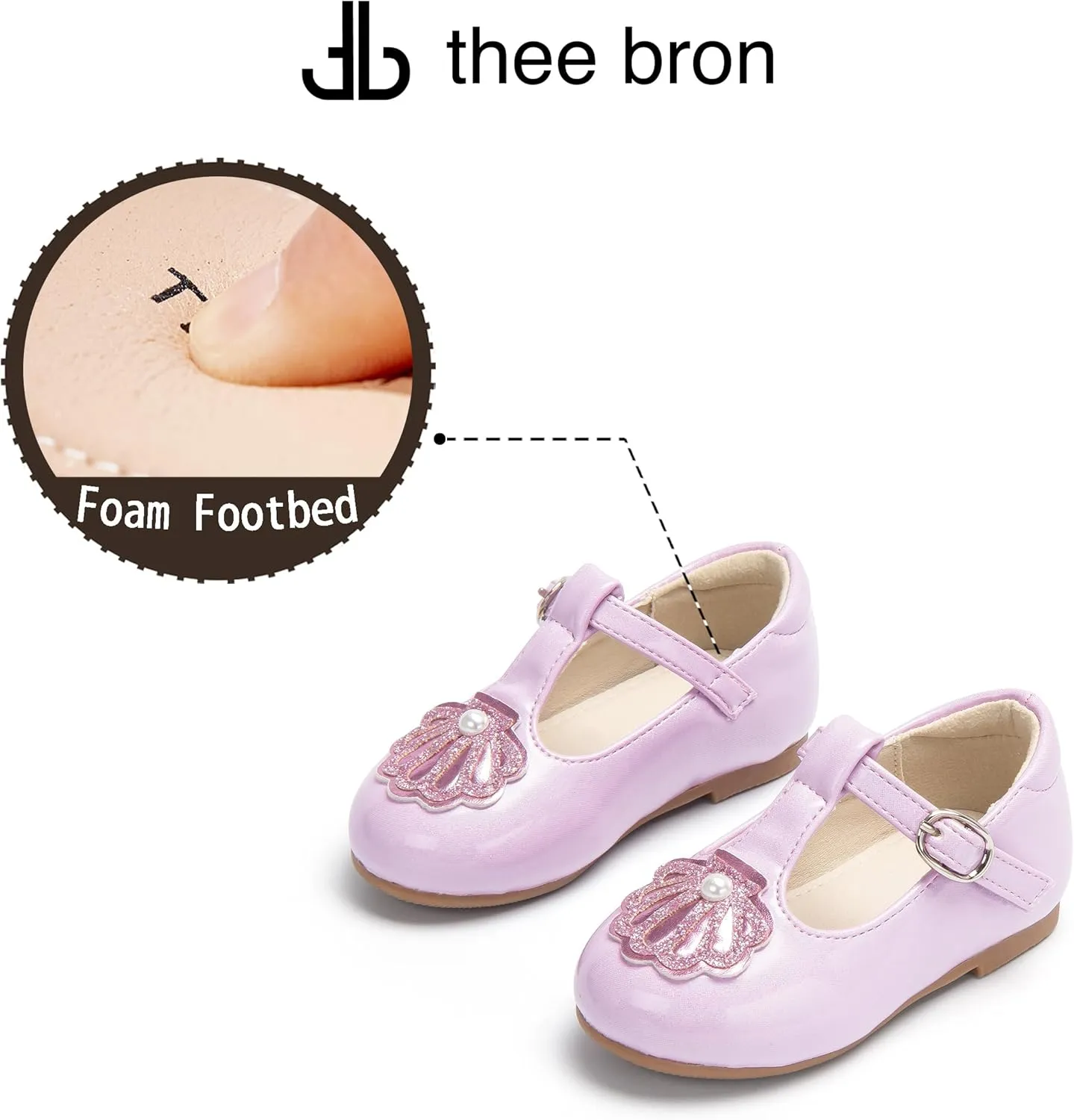 THEE BRON Mary Jane Shoes for Girls T-Strap Toddler Flats Patent Leather with Crafted Legacy