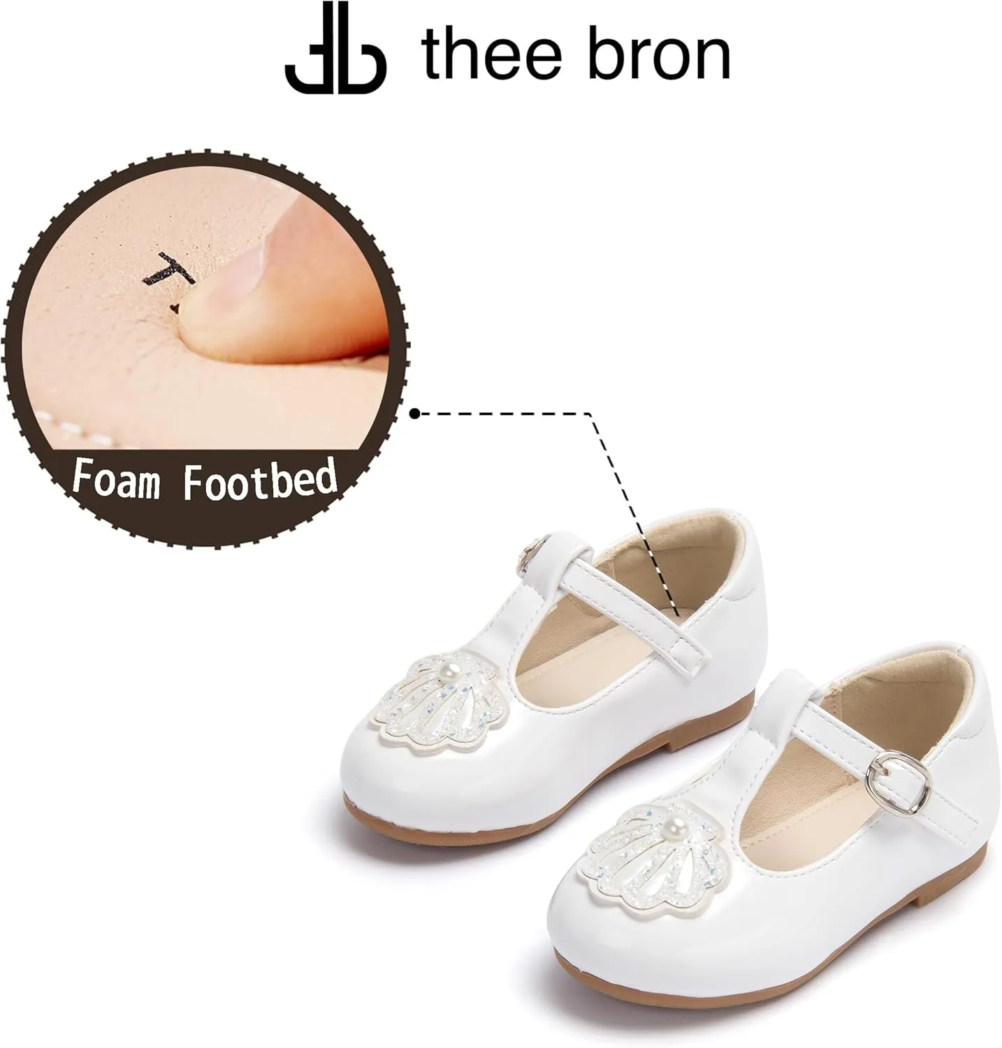 THEE BRON Mary Jane Shoes for Girls T-Strap Toddler Flats Patent Leather with Crafted Legacy