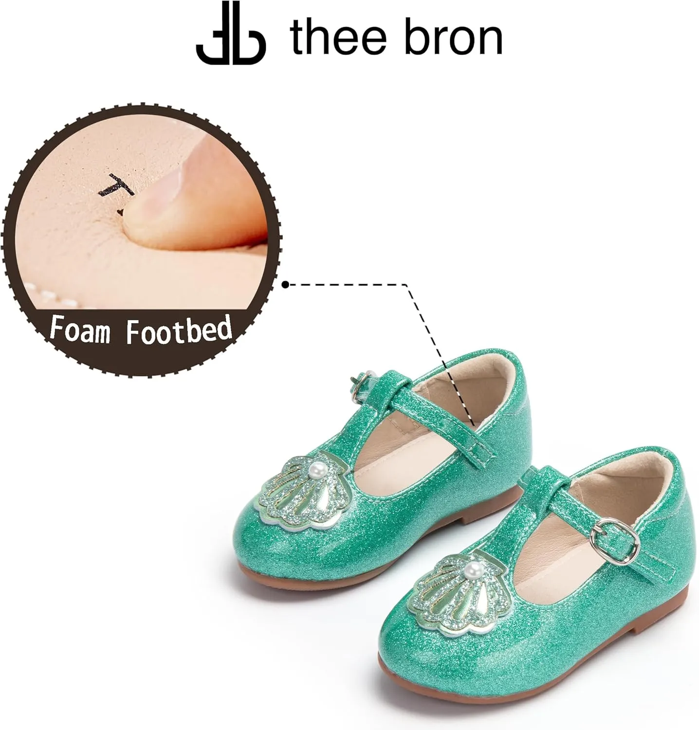 THEE BRON Mary Jane Shoes for Girls T-Strap Toddler Flats Patent Leather with Crafted Legacy