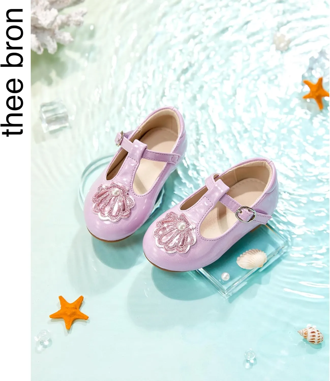 THEE BRON Mary Jane Shoes for Girls T-Strap Toddler Flats Patent Leather with Crafted Legacy