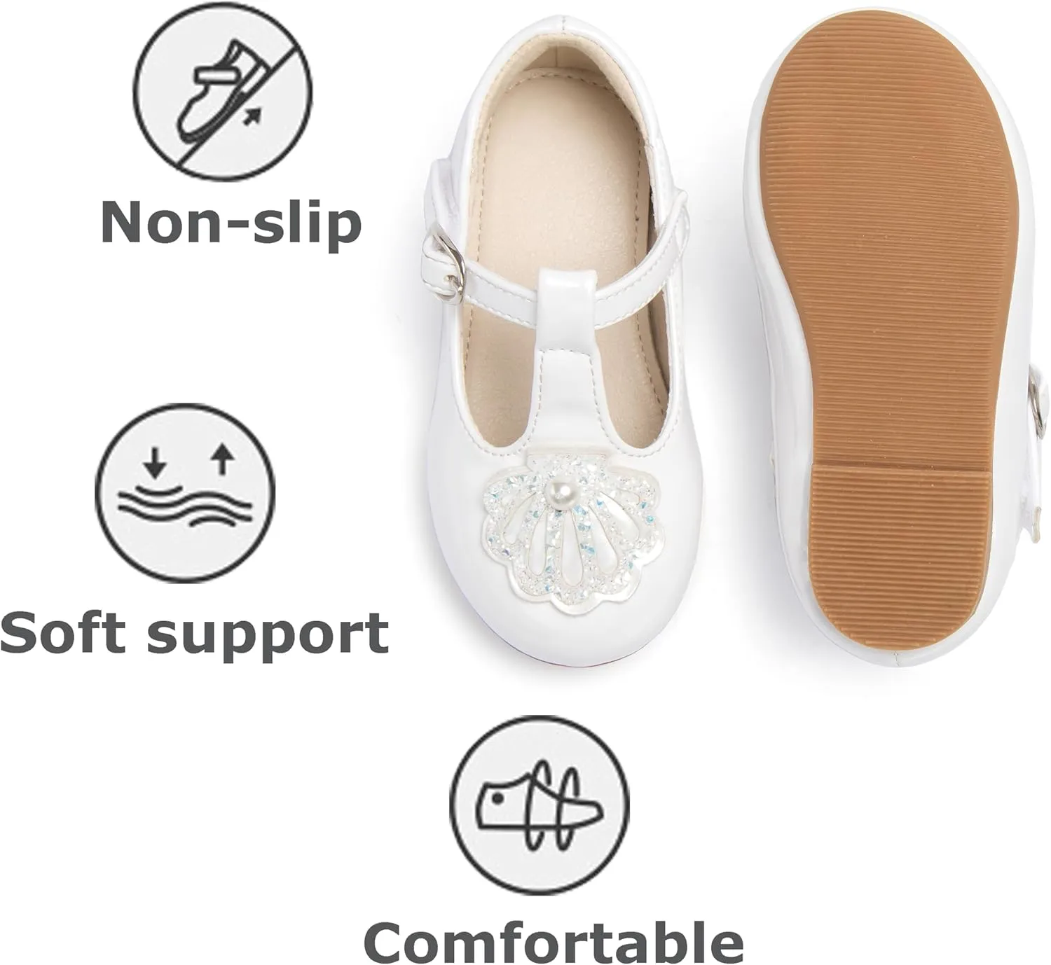 THEE BRON Mary Jane Shoes for Girls T-Strap Toddler Flats Patent Leather with Crafted Legacy