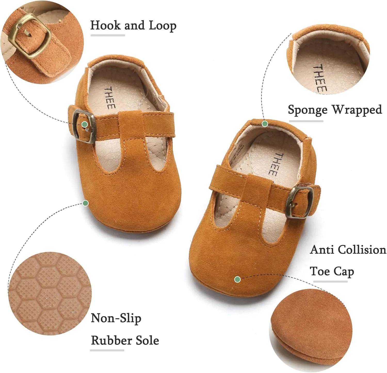 THEE BRON Unisex Baby Moccasins Leather Shoes Soft Sole Toddler Walker Sneakers