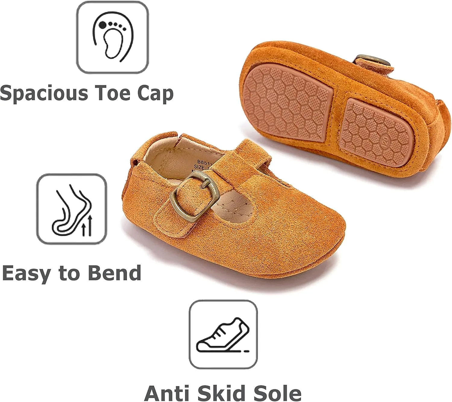 THEE BRON Unisex Baby Moccasins Leather Shoes Soft Sole Toddler Walker Sneakers