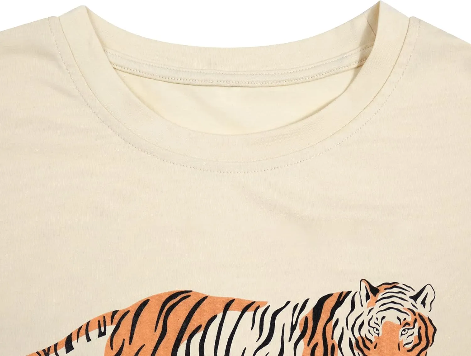 Tiger Shirt Women Vintage Animal Graphic T-Shirt Casual Short Sleeve Crewneck Tee Summer Loose Fit Tops