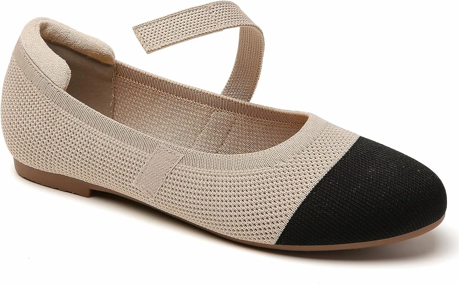 Tilocow Womens Ballet Flats Round Toe Knit Mary Jane Shoes Comfortable Dressy Flats for Women Casual Adjustable Strap Slip On Shoes