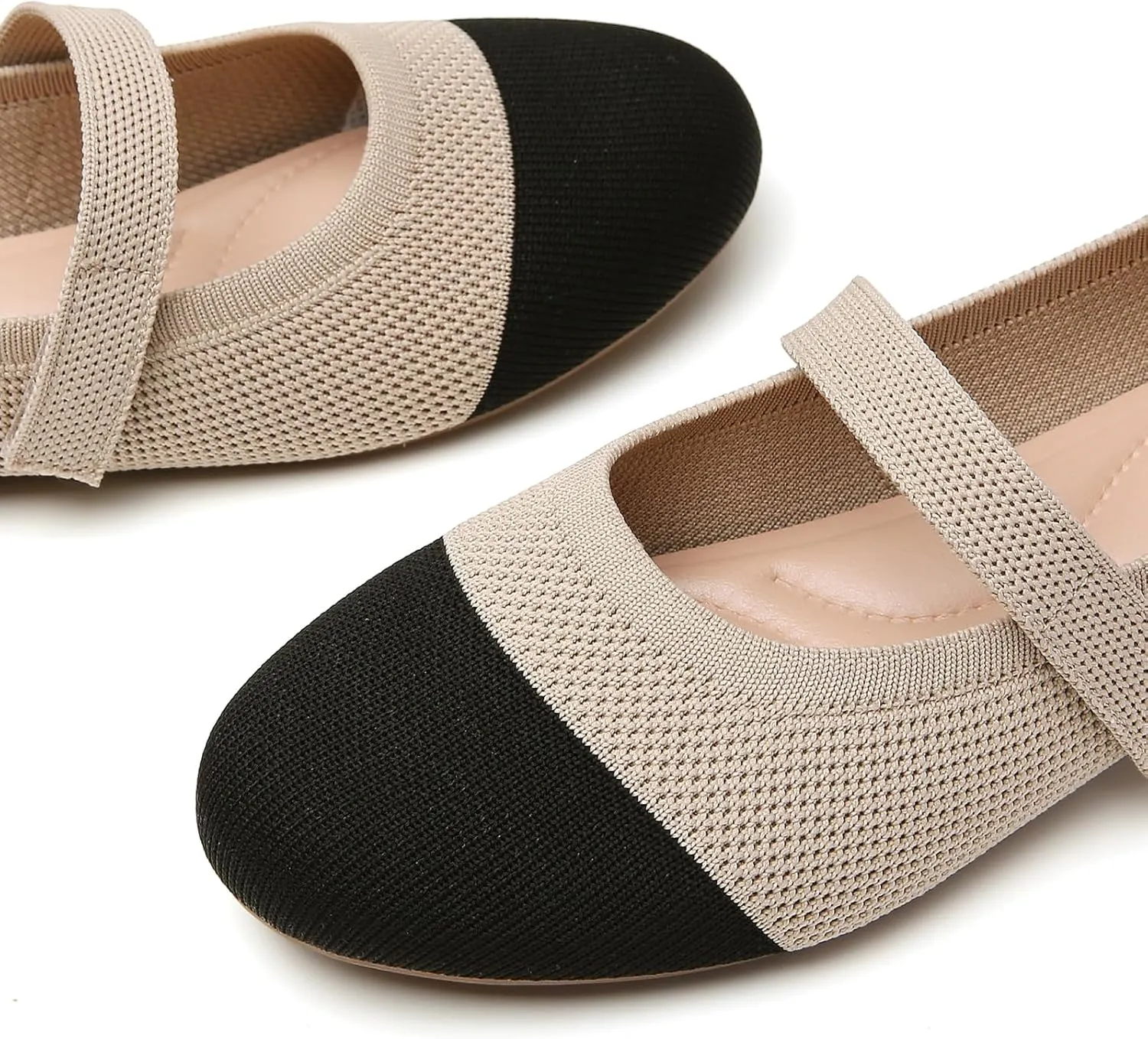 Tilocow Womens Ballet Flats Round Toe Knit Mary Jane Shoes Comfortable Dressy Flats for Women Casual Adjustable Strap Slip On Shoes