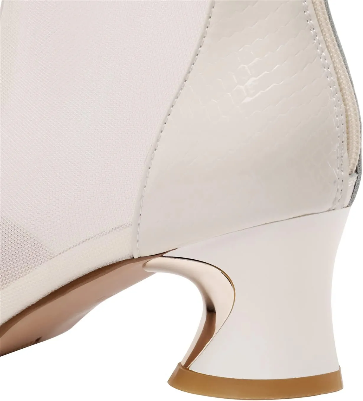 TinaCus Genuine Leather and Mesh Women's Handmade Back Zip Pointed Toe Summer Ankle Boots