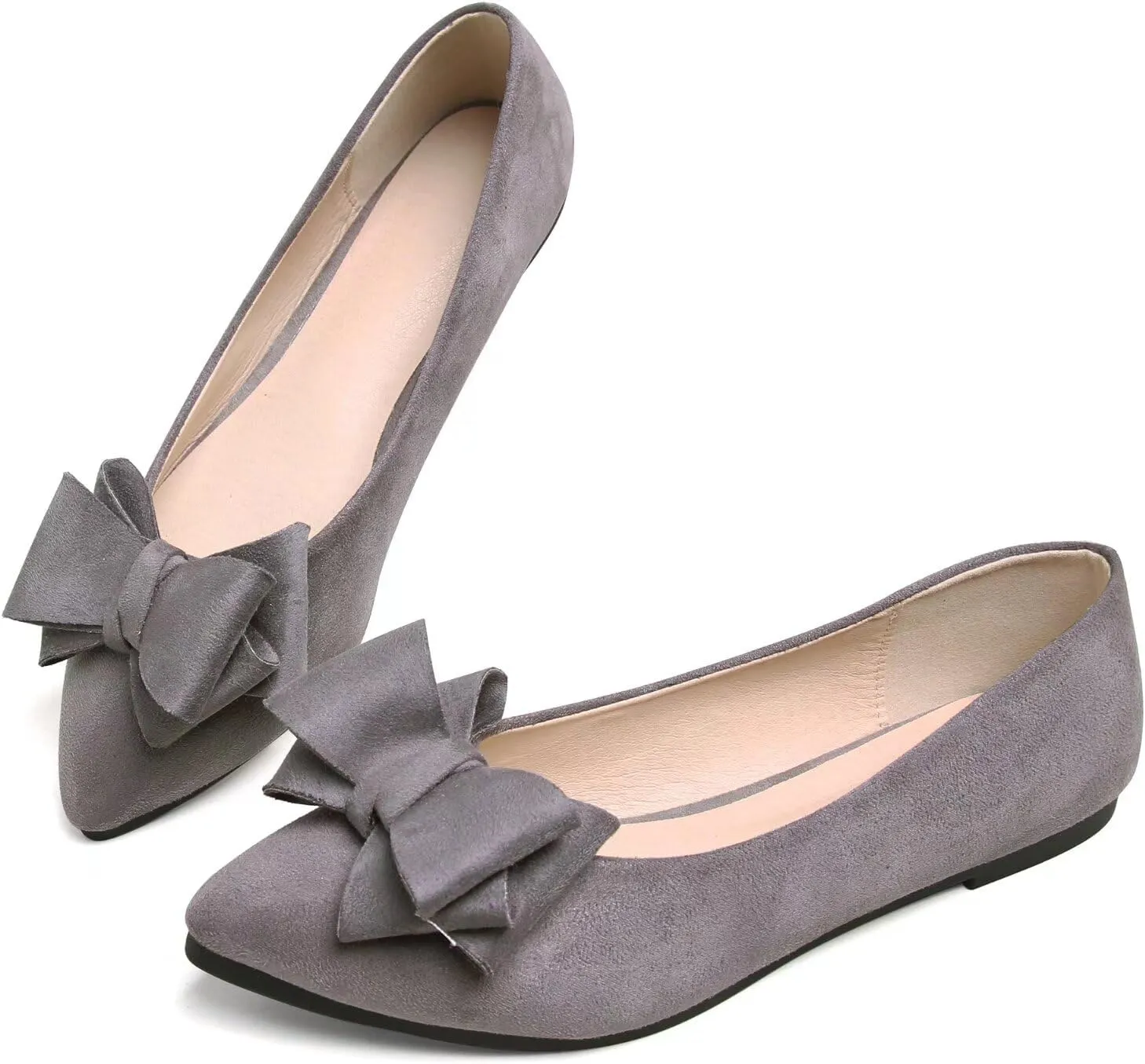TN TANGNEST Women Cute Bowknot Flats Soft Slip On Flats Comfort Pointed Toe Casual Dress Flat Shoes