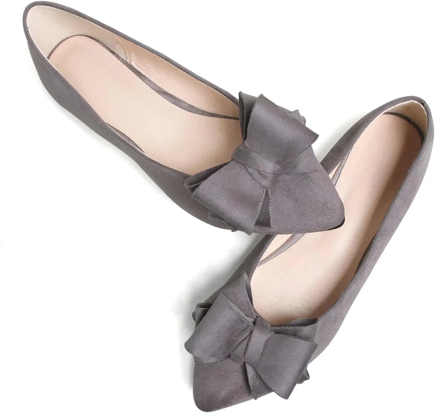 TN TANGNEST Women Cute Bowknot Flats Soft Slip On Flats Comfort Pointed Toe Casual Dress Flat Shoes