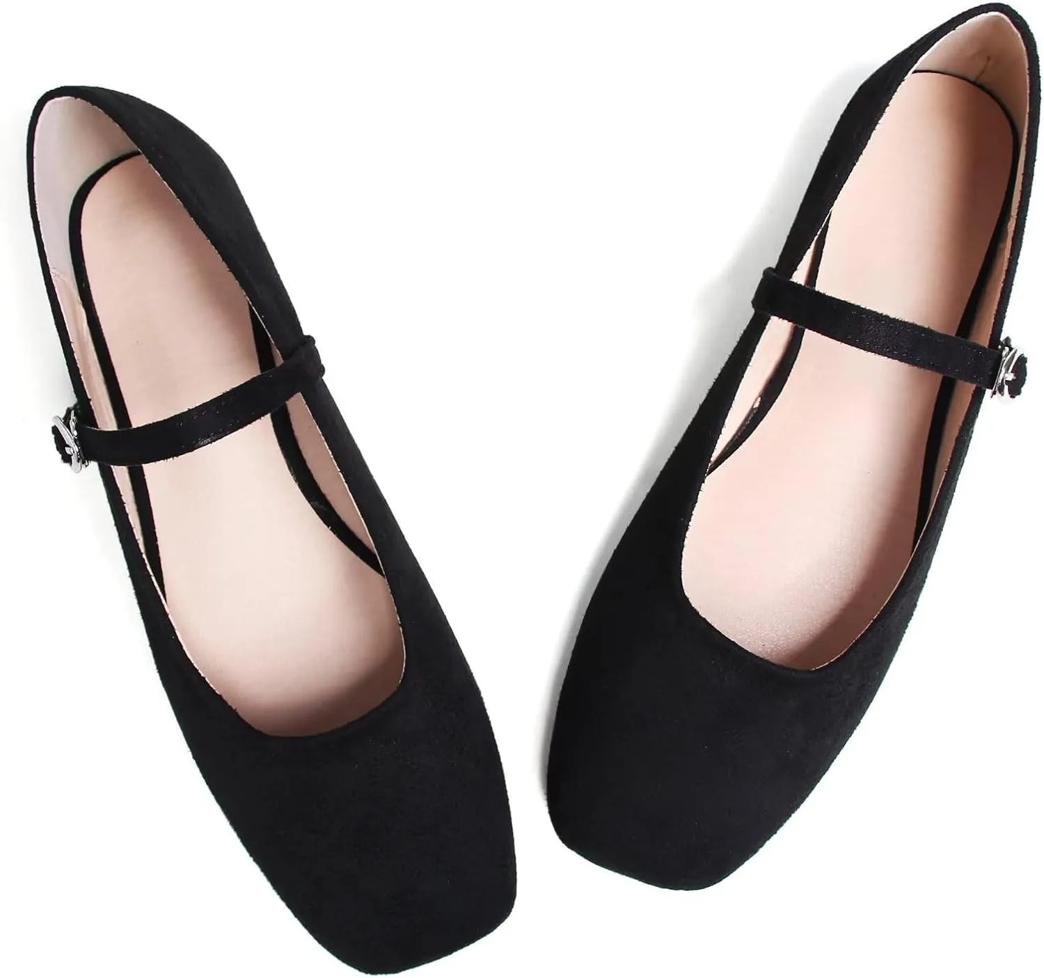 TN TANGNEST Women's Retro Color Block Mary Jane Flats Elegant Square Toe One Line Strap Ballet Flats Slip On Casual Flats