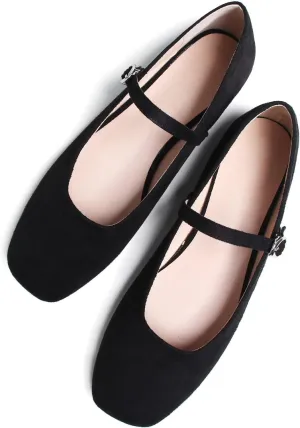 TN TANGNEST Women's Retro Color Block Mary Jane Flats Elegant Square Toe One Line Strap Ballet Flats Slip On Casual Flats