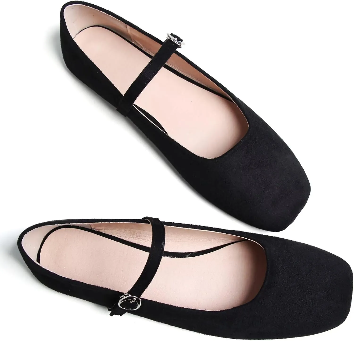 TN TANGNEST Women's Retro Color Block Mary Jane Flats Elegant Square Toe One Line Strap Ballet Flats Slip On Casual Flats