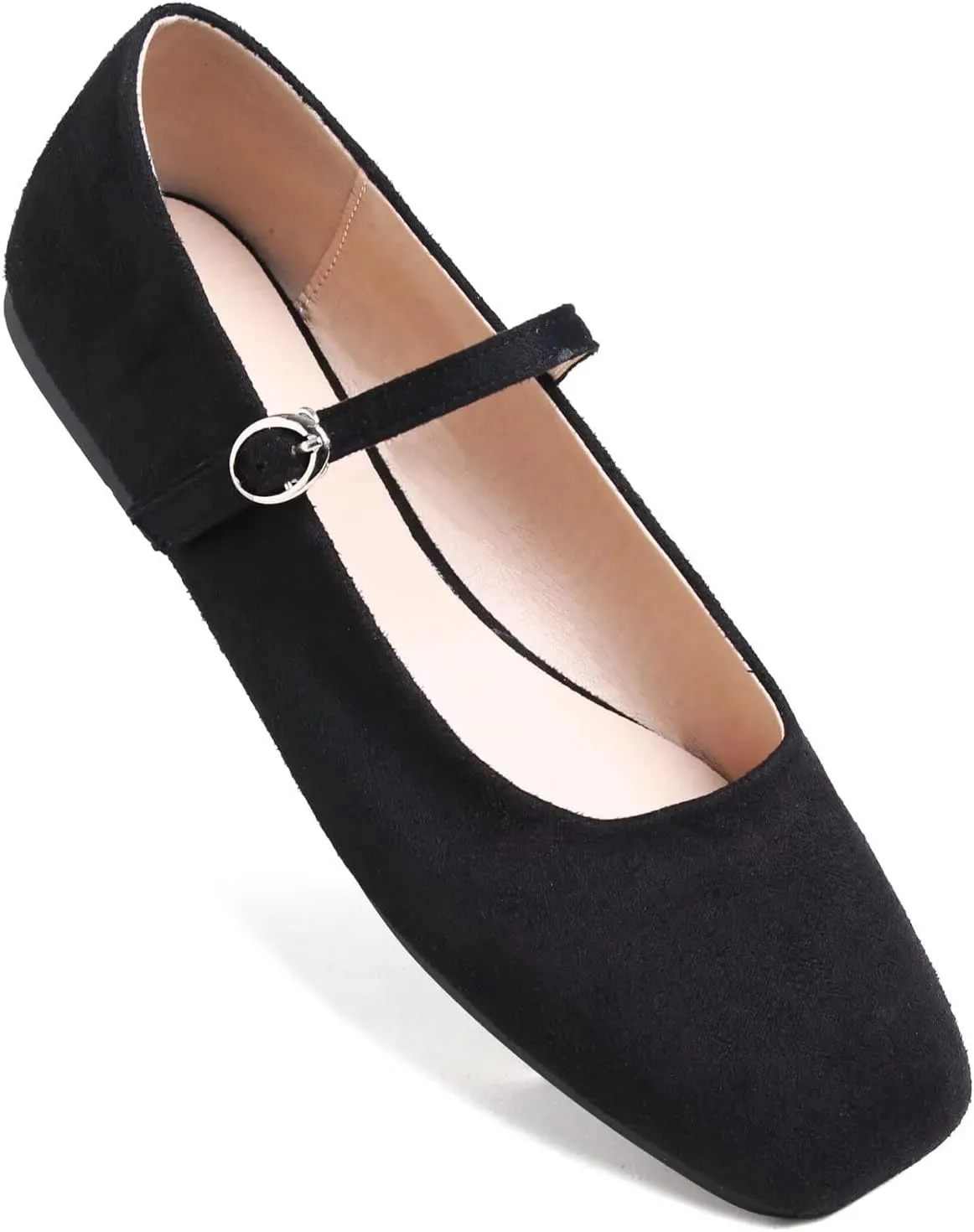 TN TANGNEST Women's Retro Color Block Mary Jane Flats Elegant Square Toe One Line Strap Ballet Flats Slip On Casual Flats
