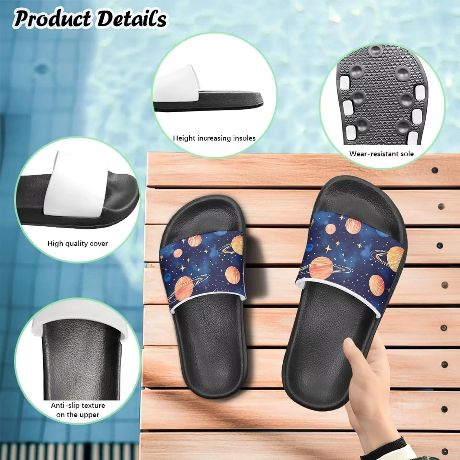 Toddler Active Boys Slides Comfortable Slip-On Kids Sandals Unisex Slides for Indoor and Outdoor Sporty Slides Beach Pool