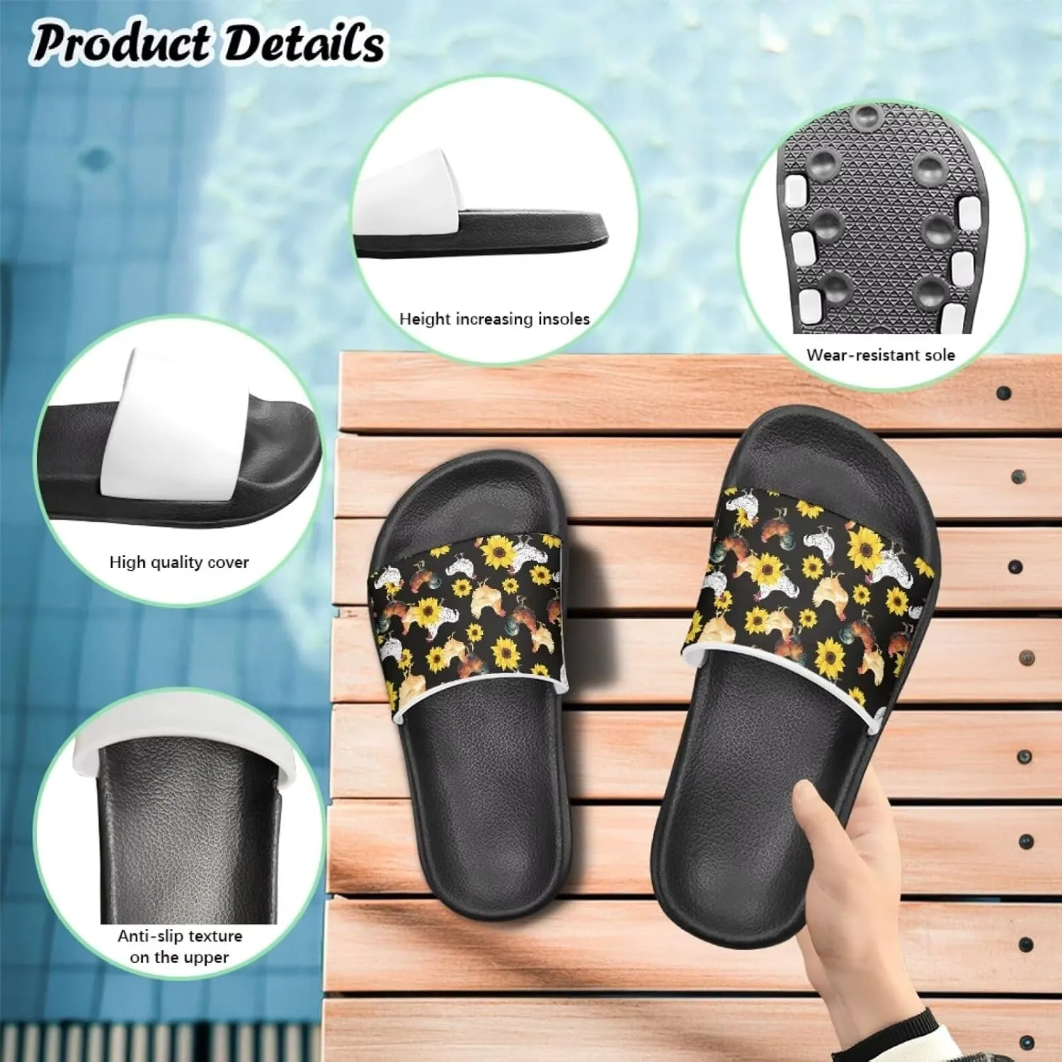 Toddler Boys Slides Sports Slides Sandals Water Shoes Casual Slippers Comfortable Beach Pool Shower Shoes Waterproof