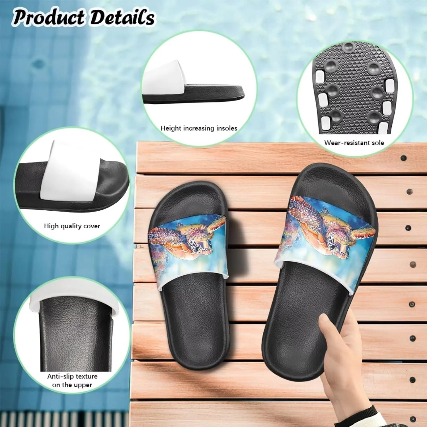 Toddler Boys Slides Sports Slides Sandals Water Shoes Casual Slippers Comfortable Beach Pool Shower Shoes Waterproof