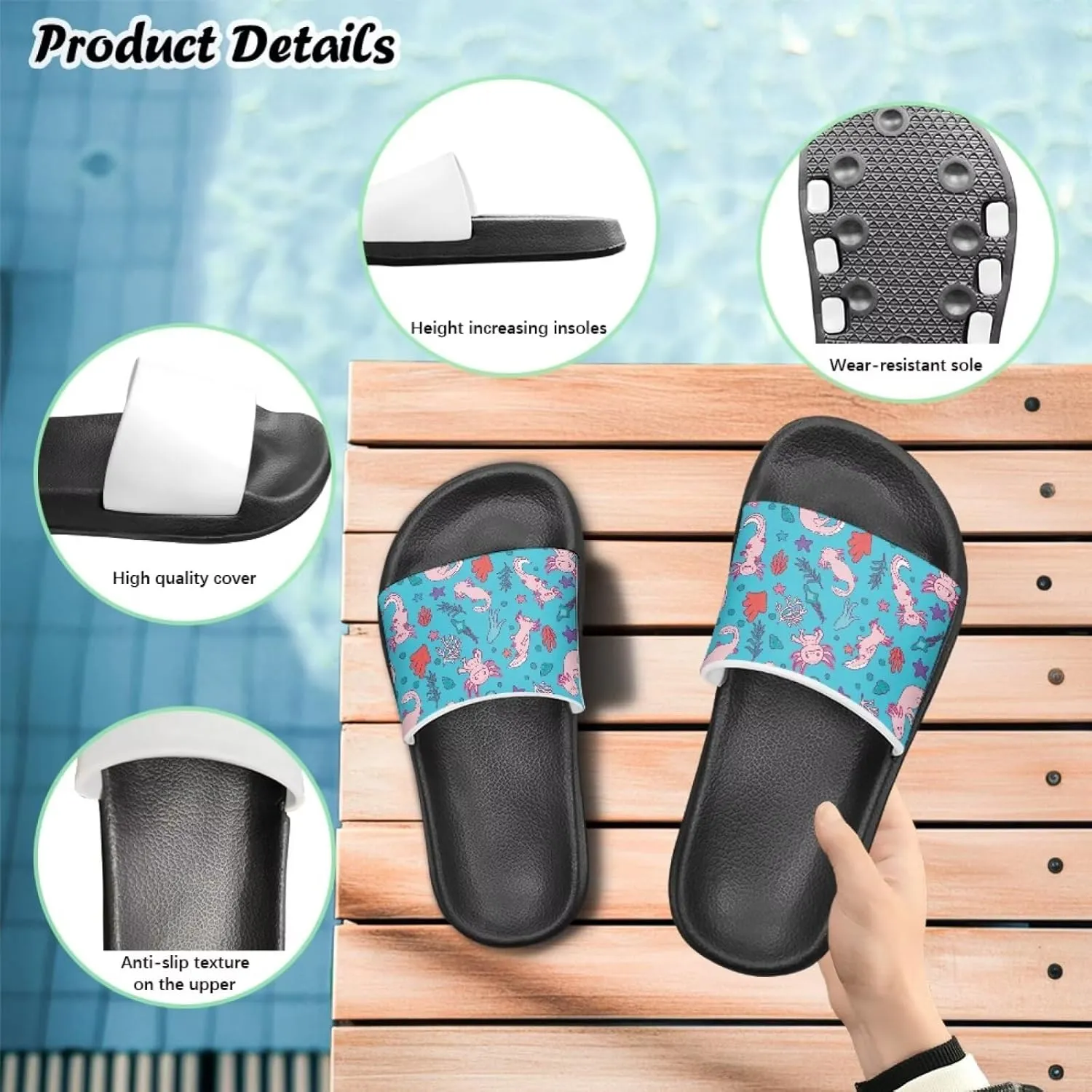Toddler Boys Slides Sports Slides Sandals Water Shoes Casual Slippers Comfortable Beach Pool Shower Shoes Waterproof