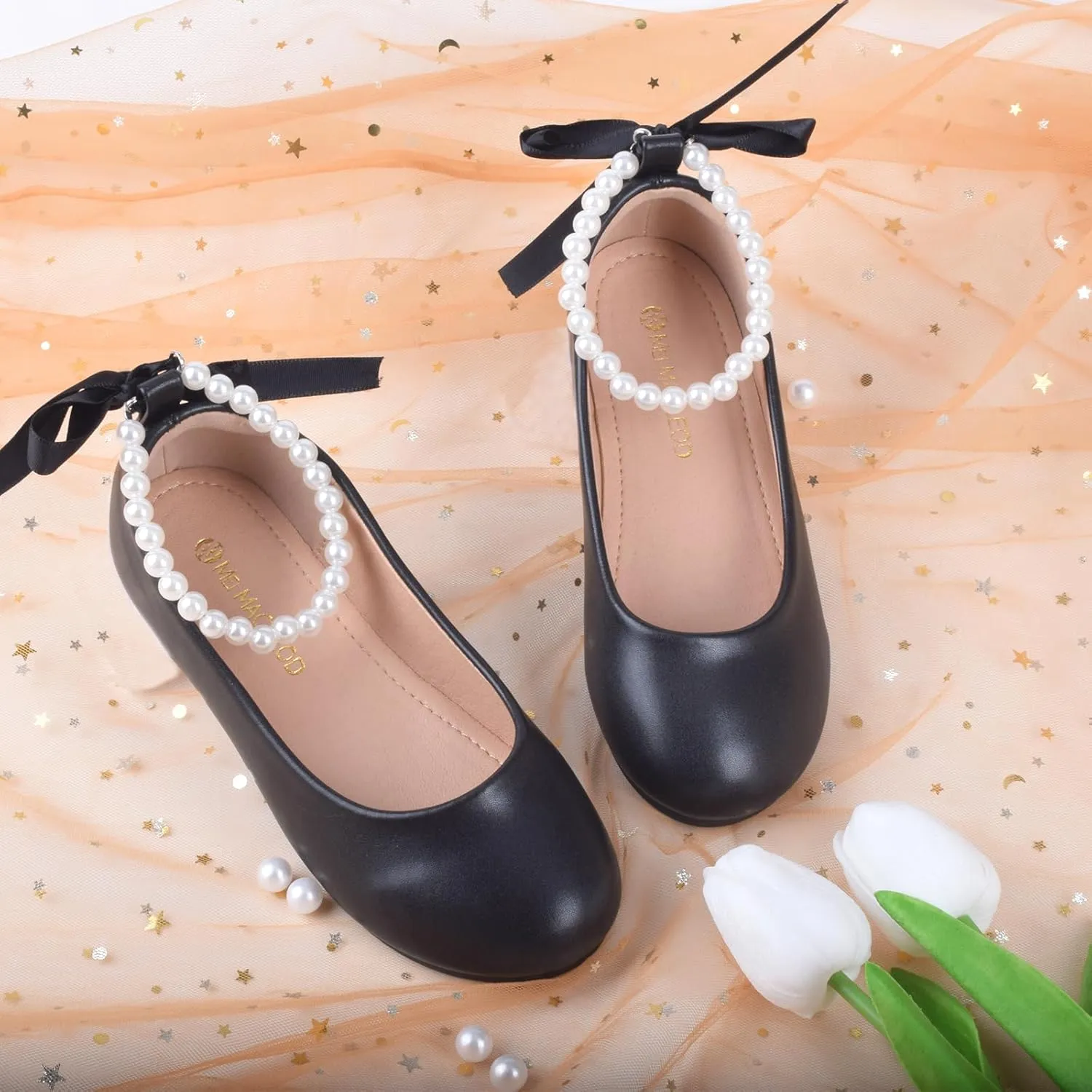 Toddler Flower Girl's Dress Shoes Mary Jane Ballet Shoes for Party,School, Birthday, Performance,Wedding