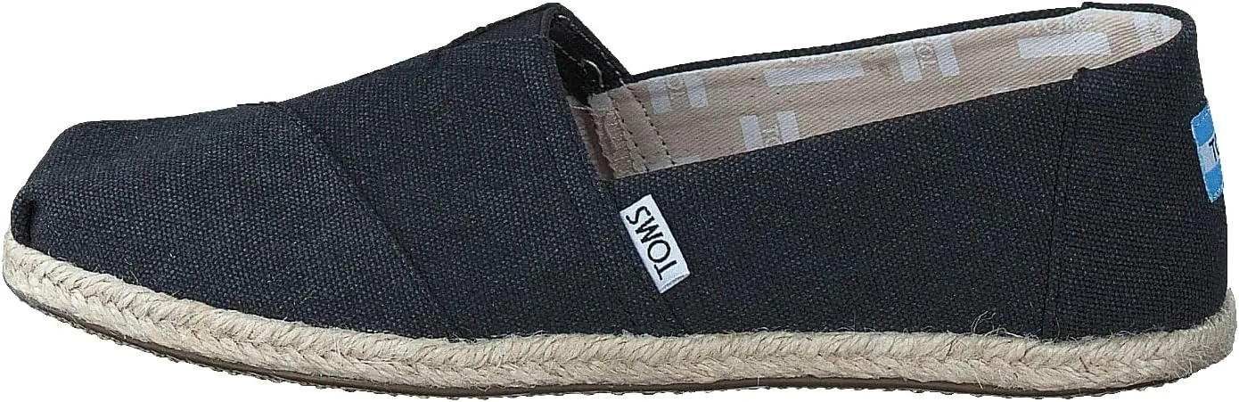 TOMS mens Seasonal Classics fashion sneakers, Black Washed Canvas Rope Sole, 8.5 US
