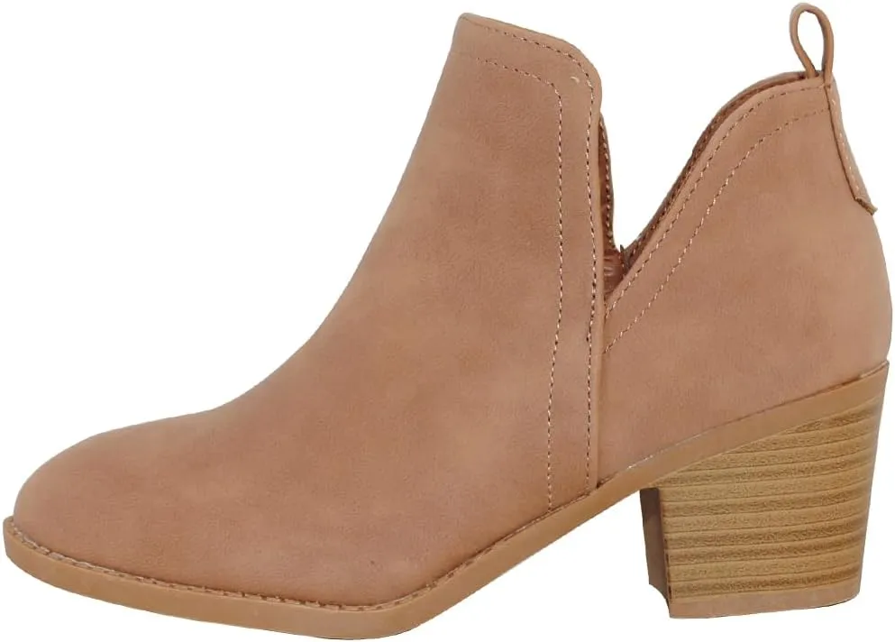 TRENDSUP Ankle Boots for Women Chelsea Square Toe Chunky Low Heel Booties Comfortable Slip on Short Boots