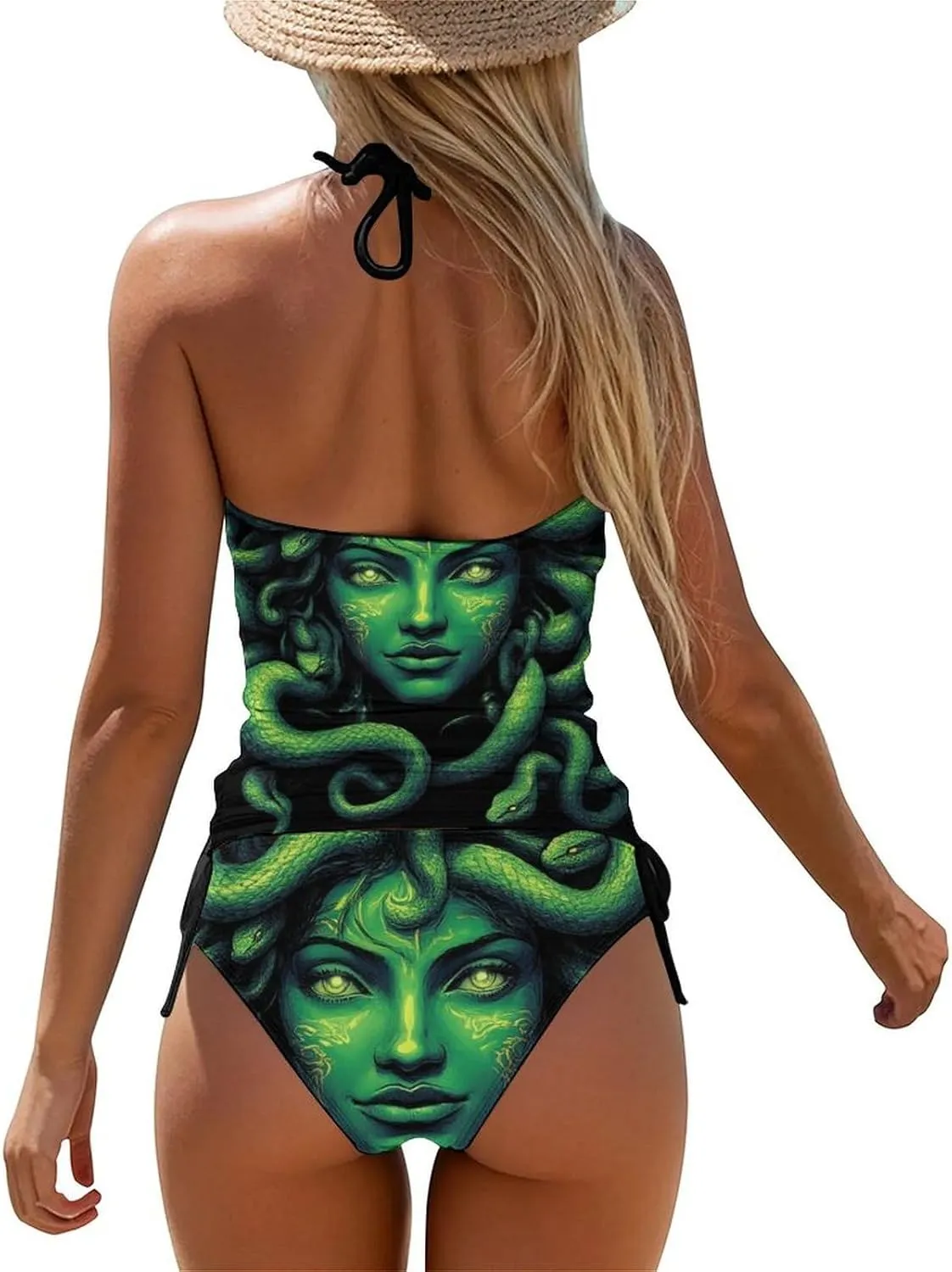 Two Piece Tankini Set for Women Halter Swimwear Bathing Suit High Neck Tummy Control Swimsuit