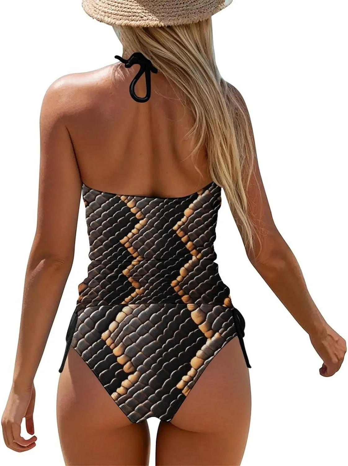 Two Piece Tankini Set for Women, High Neck Halter Bathing Suit Tummy Control Ladies Beach Wear Swimsuit