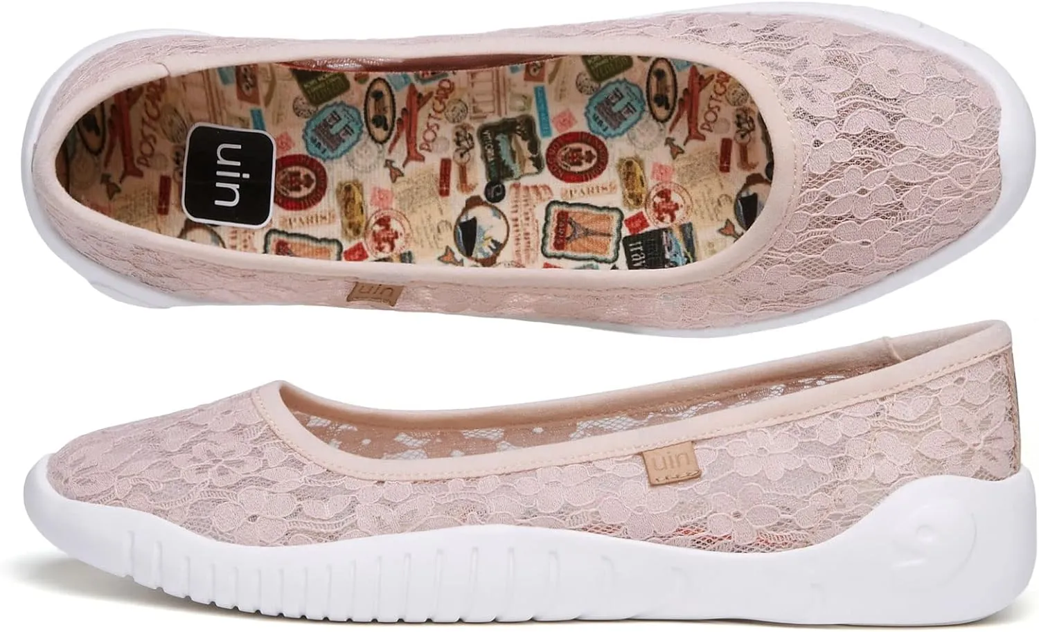 UIN Ballet Flats Shoes for Women Art Printed Wide Toe Casual Breathable Lightweight Slip On Women Loafers