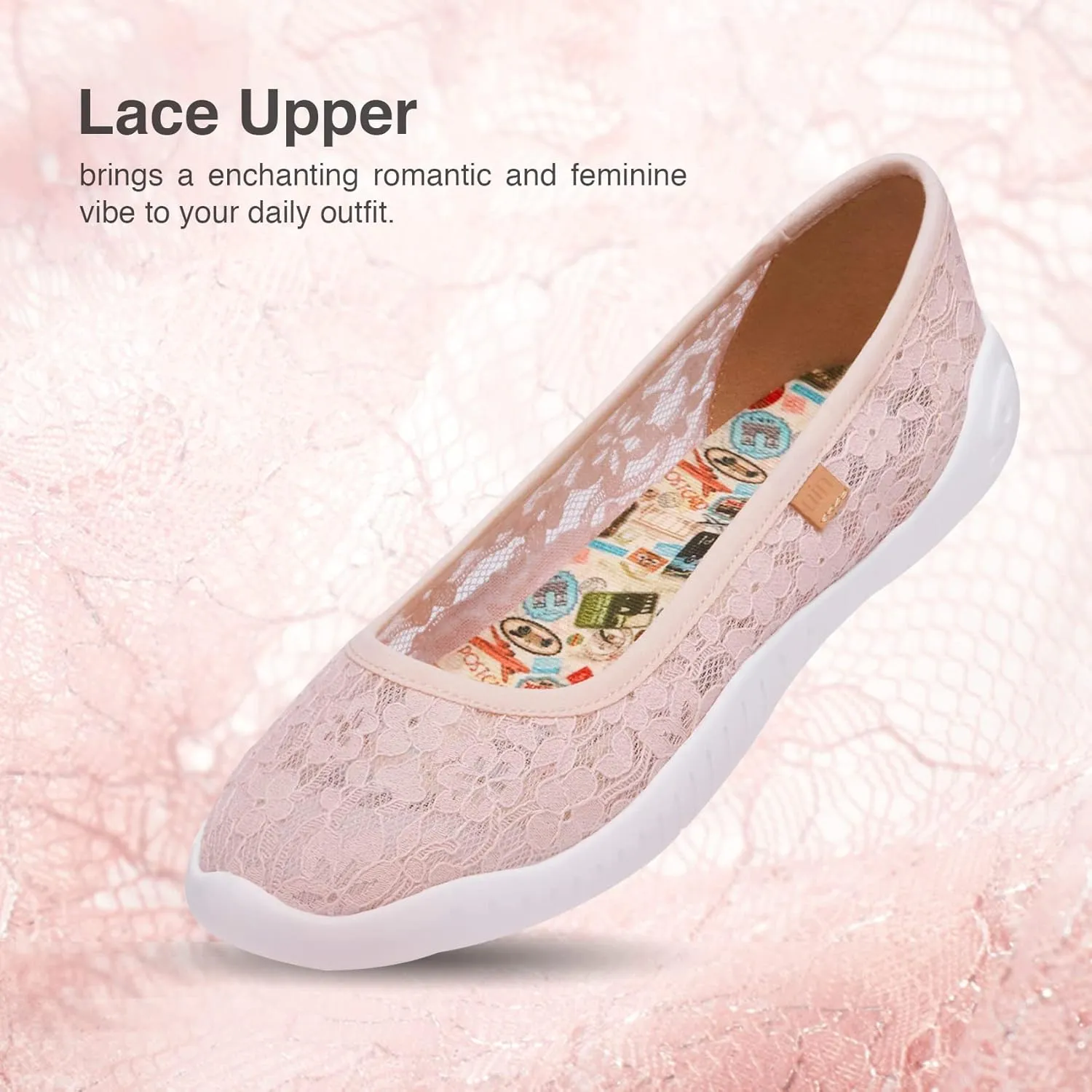 UIN Ballet Flats Shoes for Women Art Printed Wide Toe Casual Breathable Lightweight Slip On Women Loafers