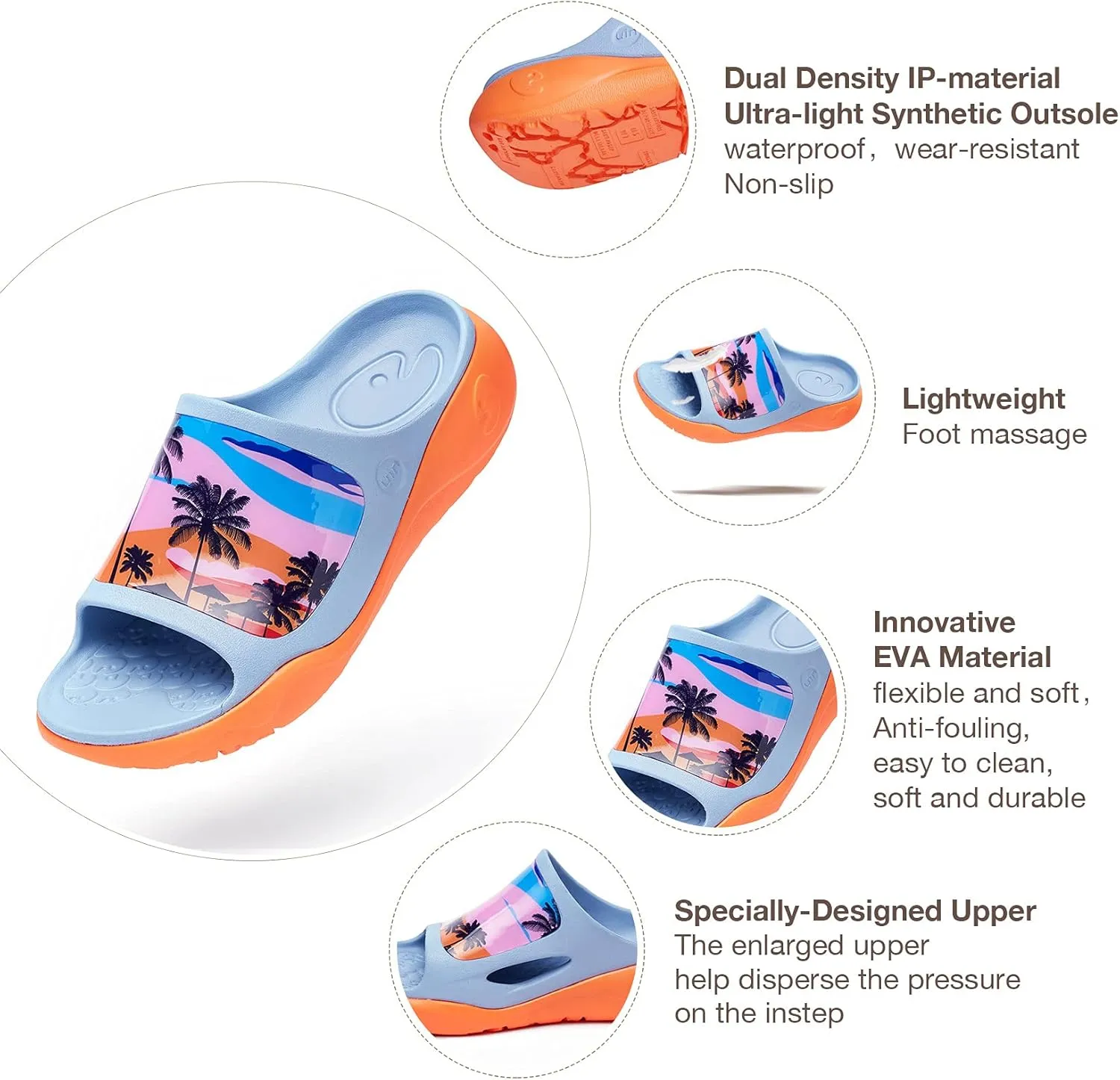UIN Women's Slides Sandals Beach Summer Casual Art Painted Travel Anti-Slip Comfort Lightweight Fashion Slippers Ibiza