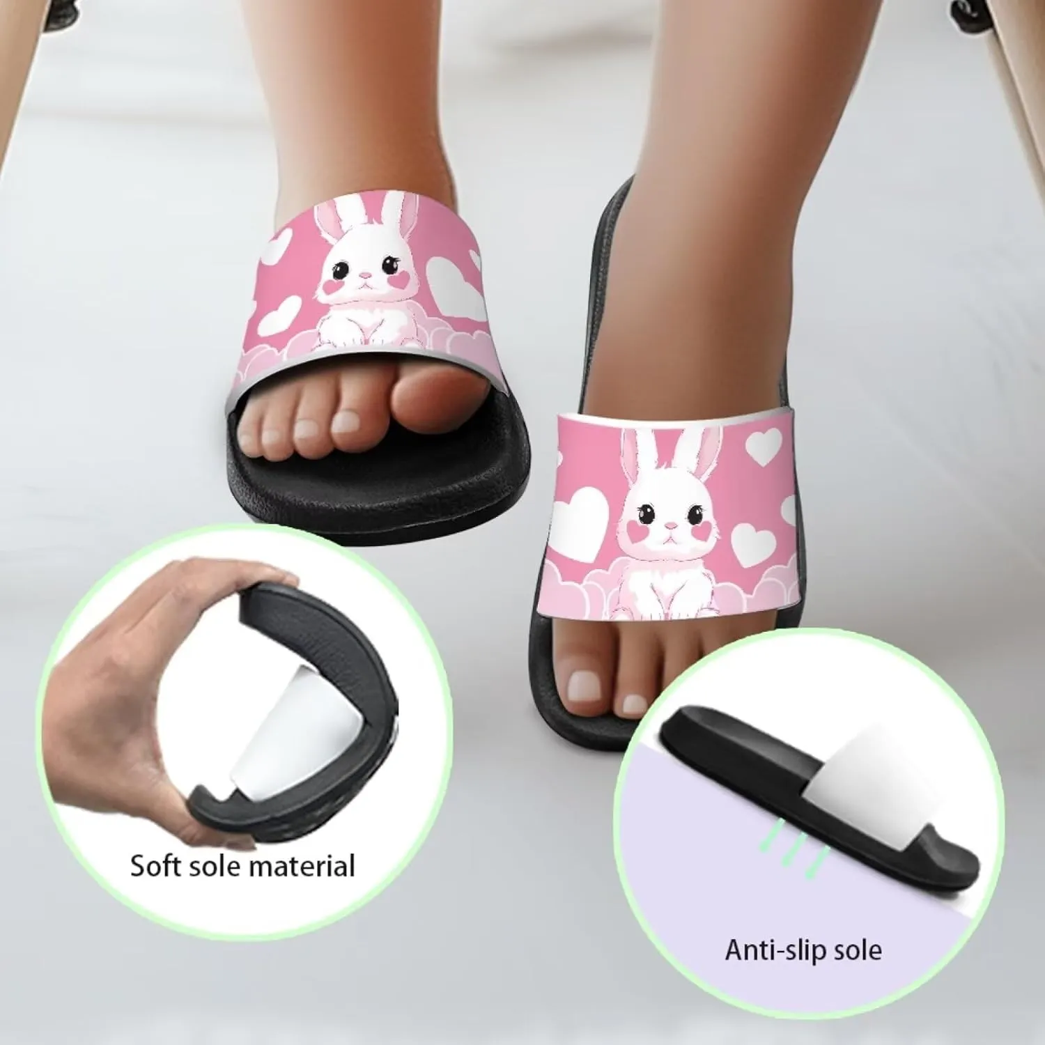 Unisex Slides for Girls Boys Comfortable Slippers Slides Non-slip Shower Shoes House Fashion for Indoor & Outdoor