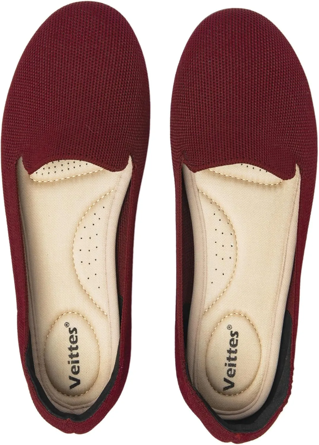 Veittes Women's Wide Width Flats Shoes, Comfort Elegent Soft Ladies Knitted Ballet Shoes.