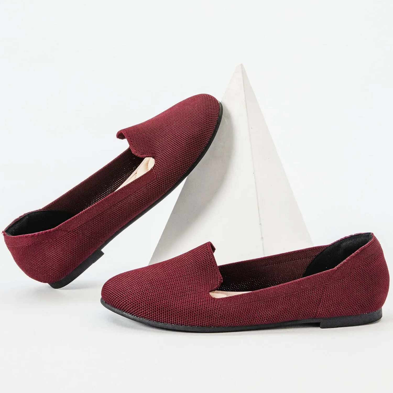 Veittes Women's Wide Width Flats Shoes, Comfort Elegent Soft Ladies Knitted Ballet Shoes.