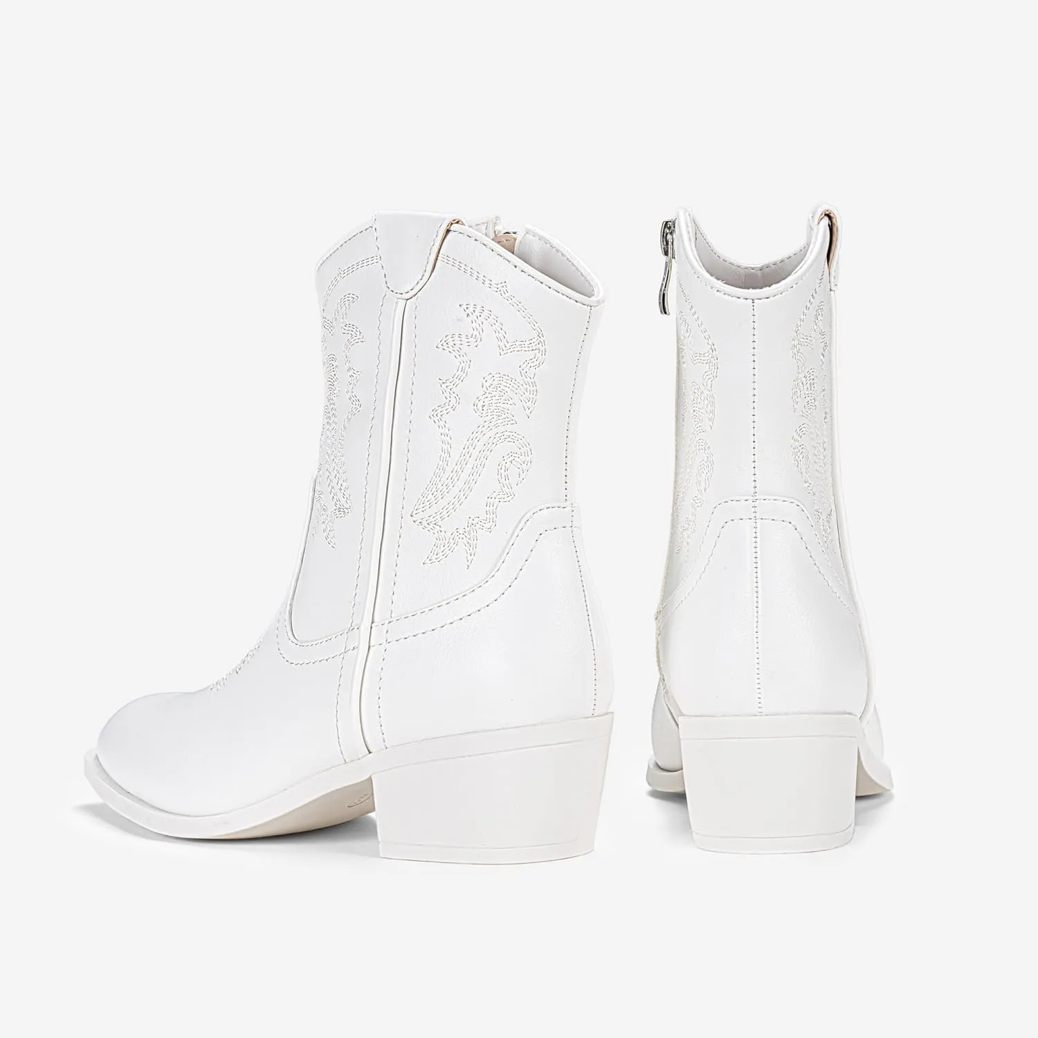 Vepose Women's 9816 Cowboy Boots Ankle Western Short Cowgirl Embroidered Round Toe Low Heel Booties with Side Zipper