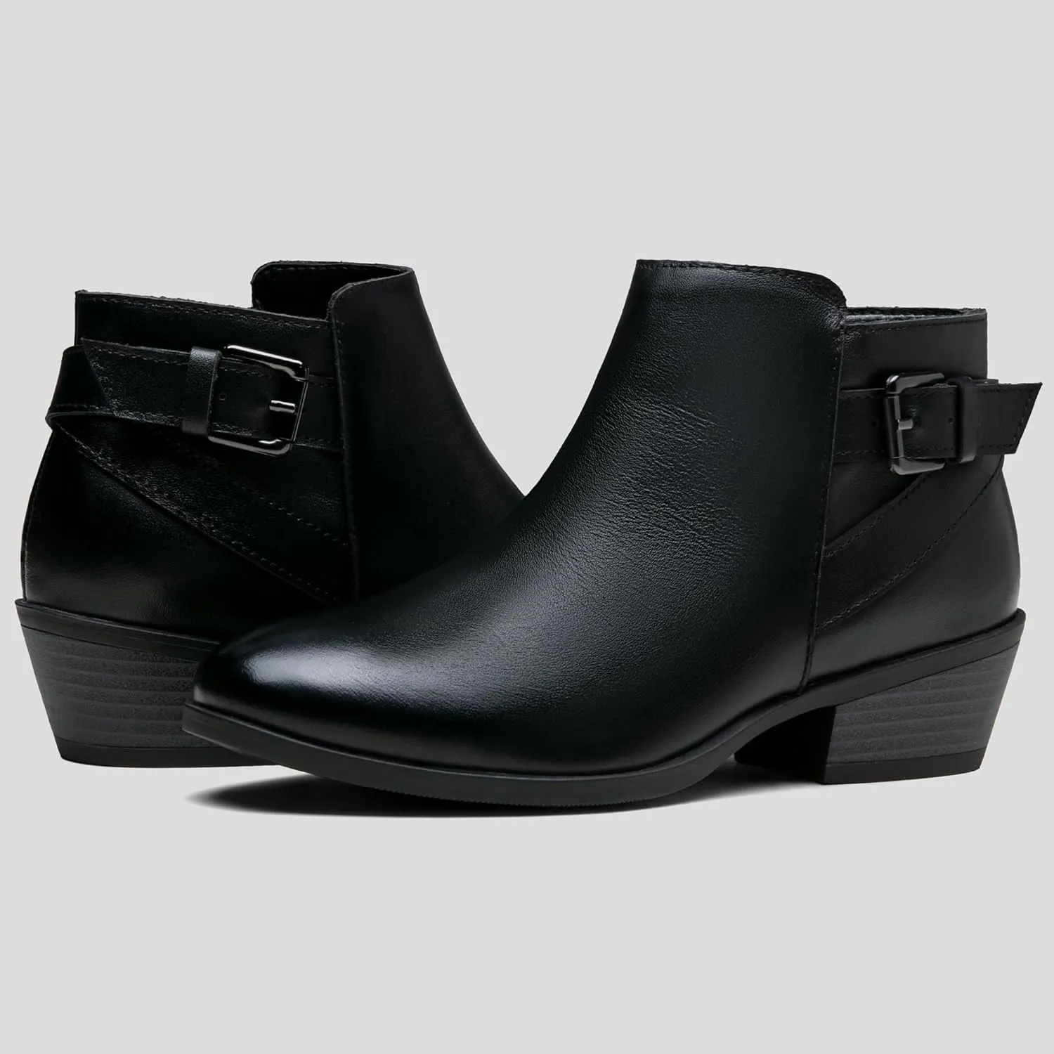 Vepose Women's Short Ankle Boots Low Heel, Western Cutout Perforated Booties