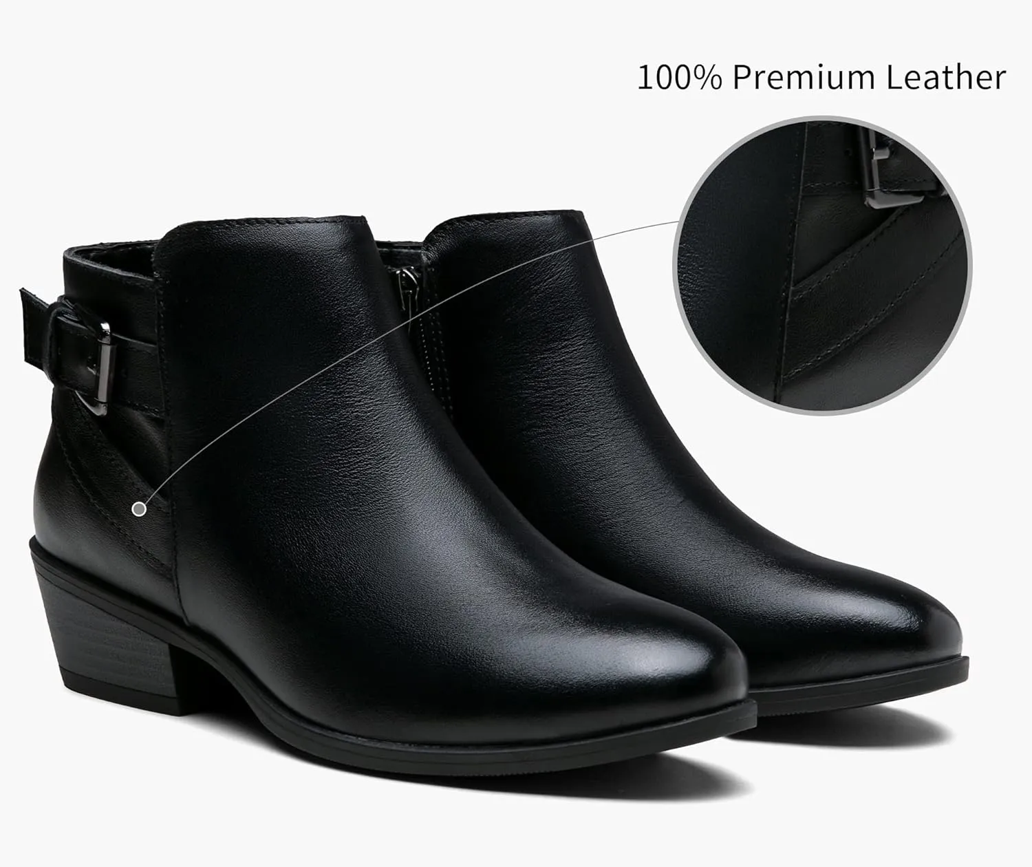 Vepose Women's Short Ankle Boots Low Heel, Western Cutout Perforated Booties