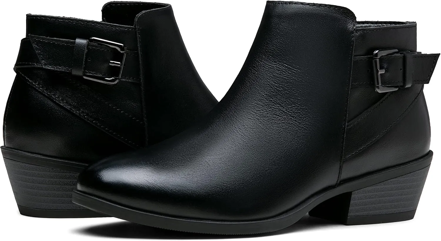Vepose Women's Short Ankle Boots Low Heel, Western Cutout Perforated Booties