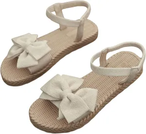Verdusa Women's Bow Knot Flat Sandals Open Toe Ankle Strap Vacation Sandals