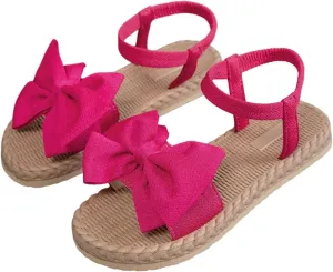 Verdusa Women's Bow Knot Flat Sandals Open Toe Ankle Strap Vacation Sandals