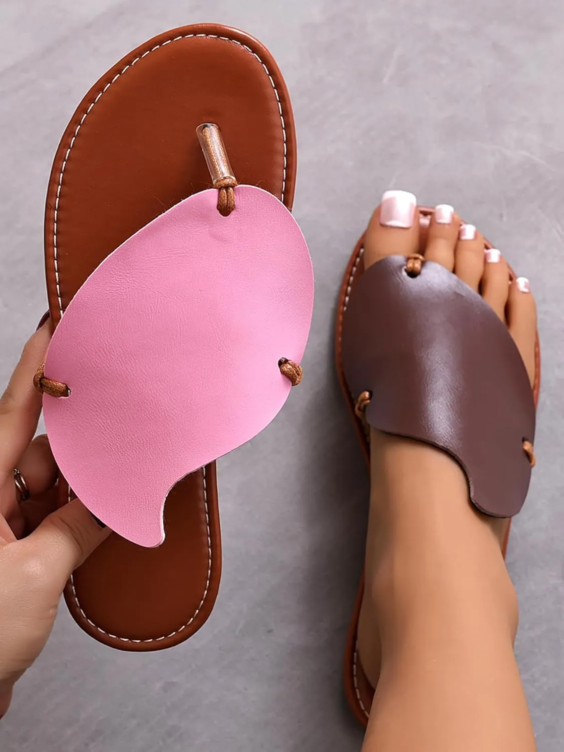 Verdusa Women's Color Block Thong Sandals Open Toe Summer Vacation Flip Flops
