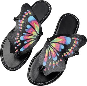 Verdusa Women's Open Toe Butterfly Sandals Slip on Slippers Summer Thong Sandals